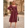 imageSimplee Womens Long Sleeve Maxi Dress Casual Square Neck Smocked Flowy Fall Wedding Guest DressesSolid6