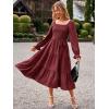 imageSimplee Womens Long Sleeve Maxi Dress Casual Square Neck Smocked Flowy Fall Wedding Guest DressesSolid6