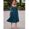 imageSimplee Womens Long Sleeve Maxi Dress Casual Square Neck Smocked Flowy Fall Wedding Guest DressesSolid7