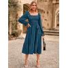 imageSimplee Womens Long Sleeve Maxi Dress Casual Square Neck Smocked Flowy Fall Wedding Guest DressesSolid7