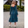 imageSimplee Womens Long Sleeve Maxi Dress Casual Square Neck Smocked Flowy Fall Wedding Guest DressesSolid7
