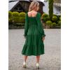imageSimplee Womens Long Sleeve Maxi Dress Casual Square Neck Smocked Flowy Fall Wedding Guest DressesSolid8
