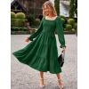 imageSimplee Womens Long Sleeve Maxi Dress Casual Square Neck Smocked Flowy Fall Wedding Guest DressesSolid8