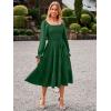 imageSimplee Womens Long Sleeve Maxi Dress Casual Square Neck Smocked Flowy Fall Wedding Guest DressesSolid8