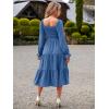 imageSimplee Womens Long Sleeve Maxi Dress Casual Square Neck Smocked Flowy Fall Wedding Guest DressesSolid9