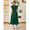 imageSimplee Womens Striped Midi Summer Dress Smocked Flutter Short Sleeve Dress 2025 Flowy Casual Dress with PocketsSolid Dark Green