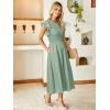 imageSimplee Womens Striped Midi Summer Dress Smocked Flutter Short Sleeve Dress 2025 Flowy Casual Dress with PocketsSolid Sage Green