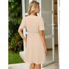 imageSimplee Womens Summer Casual Boho Dress V Neck Short Sleeve Party Mini Sundress A Line Cocktail Waist Pocket Dresses 2026Apricot