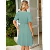 imageSimplee Womens Summer Casual Boho Dress V Neck Short Sleeve Party Mini Sundress A Line Cocktail Waist Pocket Dresses 2026Lake Green