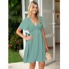 imageSimplee Womens Summer Casual Boho Dress V Neck Short Sleeve Party Mini Sundress A Line Cocktail Waist Pocket Dresses 2026Lake Green