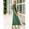 imageSimplee Womens Summer Flowy Midi Dress Casual V Neck Short Sleeve Empire Waist Boho Beach Wedding Guest DressesEmerald Green