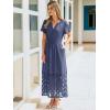 imageSimplee Womens Summer Maxi Dress 2026 V Neck Empire Waist Long Flowy Boho Dresses with PocketsBlue Purple