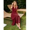 imageSimplee Womens Summer Maxi Dress 2026 V Neck Empire Waist Long Flowy Boho Dresses with PocketsBurgundy