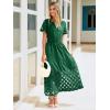 imageSimplee Womens Summer Maxi Dress 2026 V Neck Empire Waist Long Flowy Boho Dresses with PocketsEmerald Green