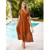imageSimplee Womens Summer Maxi Dress 2026 V Neck Empire Waist Long Flowy Boho Dresses with PocketsOrange