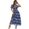 imageSimplee Womens Boho Floral Maxi Dress Flowy Casual V Neck Short Sleeve Wedding Guest Holiday Beach Long Dress1black Purple