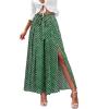 imageSimplee Womens Casual Split Wide Leg Pants High Waist Palazzo Flowy Beach Pants Summer Boho Lounge Pants with PocketsDotgreen