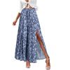 imageSimplee Womens Casual Split Wide Leg Pants High Waist Palazzo Flowy Beach Pants Summer Boho Lounge Pants with PocketsFloralblue