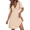 imageSimplee Womens Summer Casual Boho Dress V Neck Short Sleeve Party Mini Sundress A Line Cocktail Waist Pocket Dresses 2026Apricot