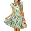 imageSimplee Womens Summer Dress 2026 Ruffle Short Sleeve Floral Boho Dress V Neck Aline Drawstring Mini Dress with PocketsBlue Floral