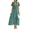 imageSimplee Womens Summer Maxi Dress 2026 V Neck Empire Waist Long Flowy Boho Dresses with PocketsTeal