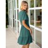imageSimplee Womens 2026 Summer Mini Dress Eyelet Short Sleeve Cocktail Short Dresses Cute A Line Sun Dress with PocketsDark Green