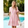 imageSimplee Womens 2026 Summer Mini Dress Eyelet Short Sleeve Cocktail Short Dresses Cute A Line Sun Dress with PocketsPink