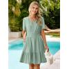 imageSimplee Womens 2026 Summer Mini Dress Eyelet Short Sleeve Cocktail Short Dresses Cute A Line Sun Dress with PocketsSage Green