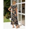 imageSimplee Womens Floral Maxi Dress Short Sleeve Summer Boho Wedding Guest Dress Empire Waist Chiffon Modest Midi DressesBlack Brown Floral