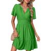 imageSimplee Womens 2026 Summer Mini Dress Eyelet Short Sleeve Cocktail Short Dresses Cute A Line Sun Dress with PocketsGreen