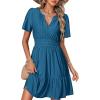 imageSimplee Womens 2026 Summer Mini Dress Eyelet Short Sleeve Cocktail Short Dresses Cute A Line Sun Dress with PocketsLake Blue