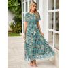 imageSimplee Womens Casual Floral Summer Maxi Dresses 2026 Boho Flowy Short Sleeve Crew Neck Vacation Smocked Chiffon Dress2 Lake Blue