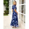 imageSimplee Womens Casual Floral Summer Maxi Dresses 2026 Boho Flowy Short Sleeve Crew Neck Vacation Smocked Chiffon DressFloral Blue 2