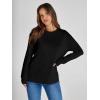 imageSimplee Womens Oversized Striped Sweatshirt Casual Long Sleeve Crewneck Loose Trendy Pullover Tops Fashion Clothes 2026Solidblack