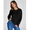 imageSimplee Womens Oversized Striped Sweatshirt Casual Long Sleeve Crewneck Loose Trendy Pullover Tops Fashion Clothes 2026Solidblack
