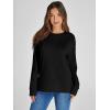 imageSimplee Womens Oversized Striped Sweatshirt Casual Long Sleeve Crewneck Loose Trendy Pullover Tops Fashion Clothes 2026Solidblack