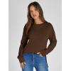imageSimplee Womens Oversized Striped Sweatshirt Casual Long Sleeve Crewneck Loose Trendy Pullover Tops Fashion Clothes 2026Solidbrown