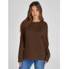 imageSimplee Womens Oversized Striped Sweatshirt Casual Long Sleeve Crewneck Loose Trendy Pullover Tops Fashion Clothes 2026Solidbrown