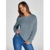 imageSimplee Womens Oversized Striped Sweatshirt Casual Long Sleeve Crewneck Loose Trendy Pullover Tops Fashion Clothes 2026Solidgrey Blue