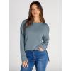 imageSimplee Womens Oversized Striped Sweatshirt Casual Long Sleeve Crewneck Loose Trendy Pullover Tops Fashion Clothes 2026Solidgrey Blue