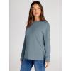 imageSimplee Womens Oversized Striped Sweatshirt Casual Long Sleeve Crewneck Loose Trendy Pullover Tops Fashion Clothes 2026Solidgrey Blue