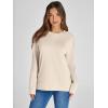 imageSimplee Womens Oversized Striped Sweatshirt Casual Long Sleeve Crewneck Loose Trendy Pullover Tops Fashion Clothes 2026Solidkhaki