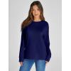 imageSimplee Womens Oversized Striped Sweatshirt Casual Long Sleeve Crewneck Loose Trendy Pullover Tops Fashion Clothes 2026Solidnavy Blue