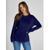 imageSimplee Womens Oversized Striped Sweatshirt Casual Long Sleeve Crewneck Loose Trendy Pullover Tops Fashion Clothes 2026Solidnavy Blue