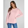 imageSimplee Womens Oversized Striped Sweatshirt Casual Long Sleeve Crewneck Loose Trendy Pullover Tops Fashion Clothes 2026Solidpink