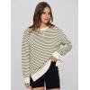 imageSimplee Womens Oversized Striped Sweatshirt Casual Long Sleeve Crewneck Loose Trendy Pullover Tops Fashion Clothes 2026Stripedarmy Green