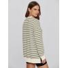 imageSimplee Womens Oversized Striped Sweatshirt Casual Long Sleeve Crewneck Loose Trendy Pullover Tops Fashion Clothes 2026Stripedarmy Green