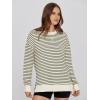 imageSimplee Womens Oversized Striped Sweatshirt Casual Long Sleeve Crewneck Loose Trendy Pullover Tops Fashion Clothes 2026Stripedarmy Green
