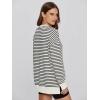 imageSimplee Womens Oversized Striped Sweatshirt Casual Long Sleeve Crewneck Loose Trendy Pullover Tops Fashion Clothes 2026Stripedblack