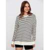 imageSimplee Womens Oversized Striped Sweatshirt Casual Long Sleeve Crewneck Loose Trendy Pullover Tops Fashion Clothes 2026Stripedblack
